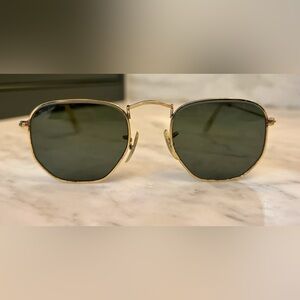 Vintage B&L Ray Ban W0980 Arista Hexagonal Gold Wire Rare Aviator Sunglasses